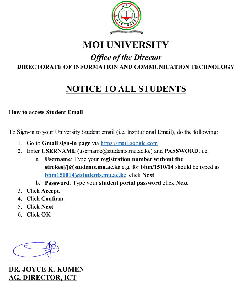 How to Create Moi University Student Email